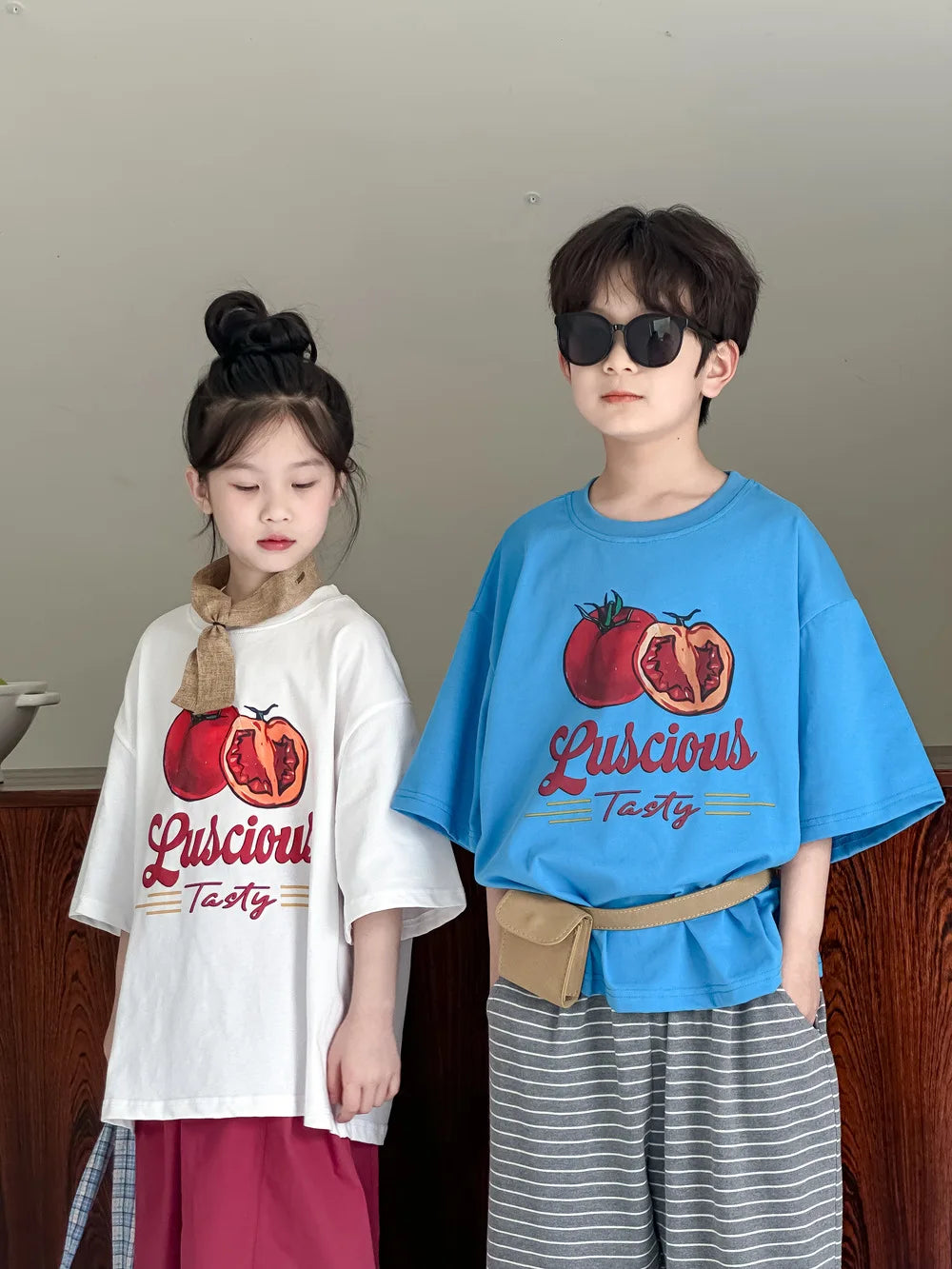 2025 Summer Children Casual T-shirt Cartoon Print Kid's Fashion Tops Boys Girls Round Neck Clothes Oversized Short Sleeve Tee