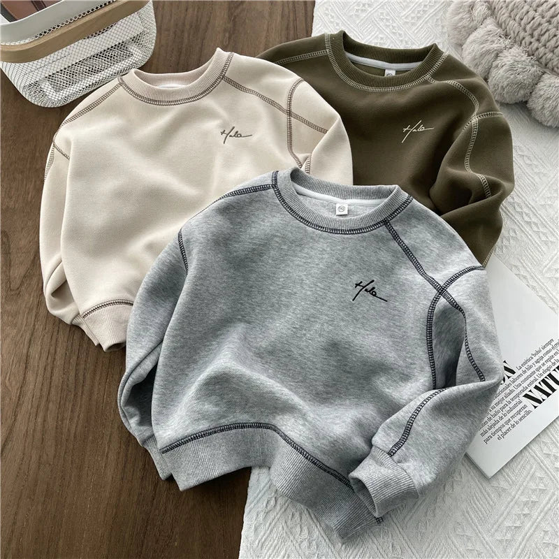 Spring Autumn Children Sweatshirts 1-10Y Boys Letter Spliced Casual Pullover Tops Tracksuit Korean Toddler Wear For Kids Clothes